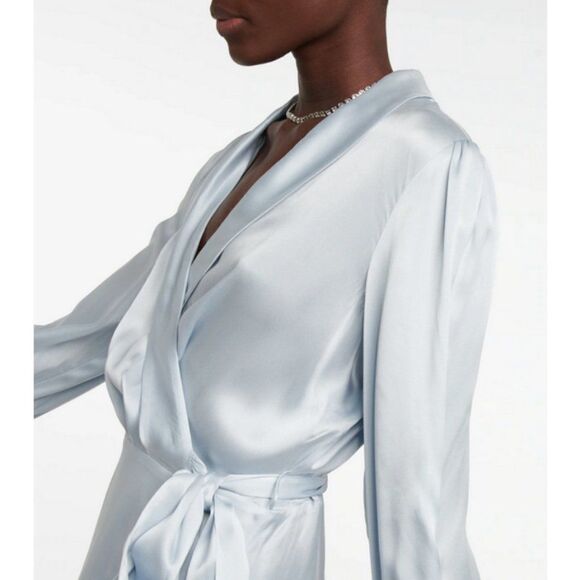 💕ZIMMERMANN💕 Silk Wrap Midi Dress ~ Ice Blue US 6 NWT - Picture 3 of 16